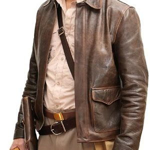Indiana Jones Harrison Ford Bomber Mens Vintage Distressed Brown Leather Jacket