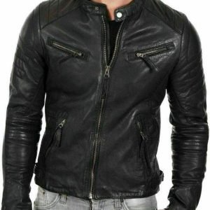 New Men's Genuine Lambskin Leather Jacket Black Slim fit Biker Jacket