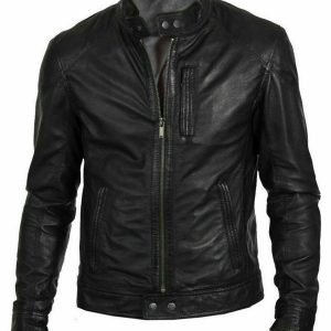 Men's Leather Jacket Sheepskin Leather Biker Jacket Cafe Racer 100% Real Leather