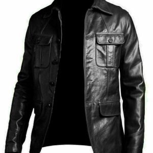 Men's Leather Jacket Blazer Coat 100% Genuine Sheepskin Black Leather